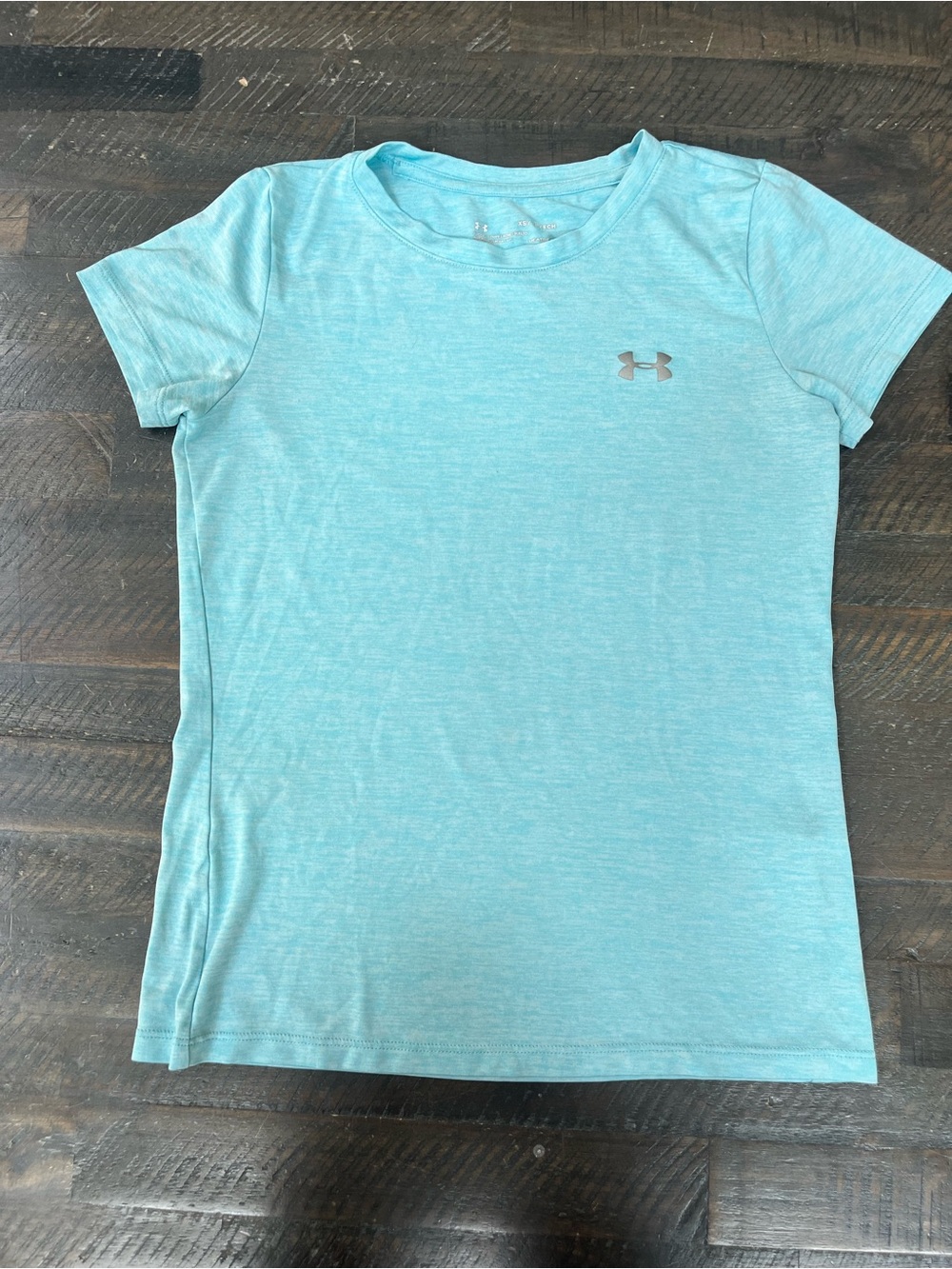 Under Armour Womens HeatGear Loose Tech Tee - Heather Aqua Blue - Size XS